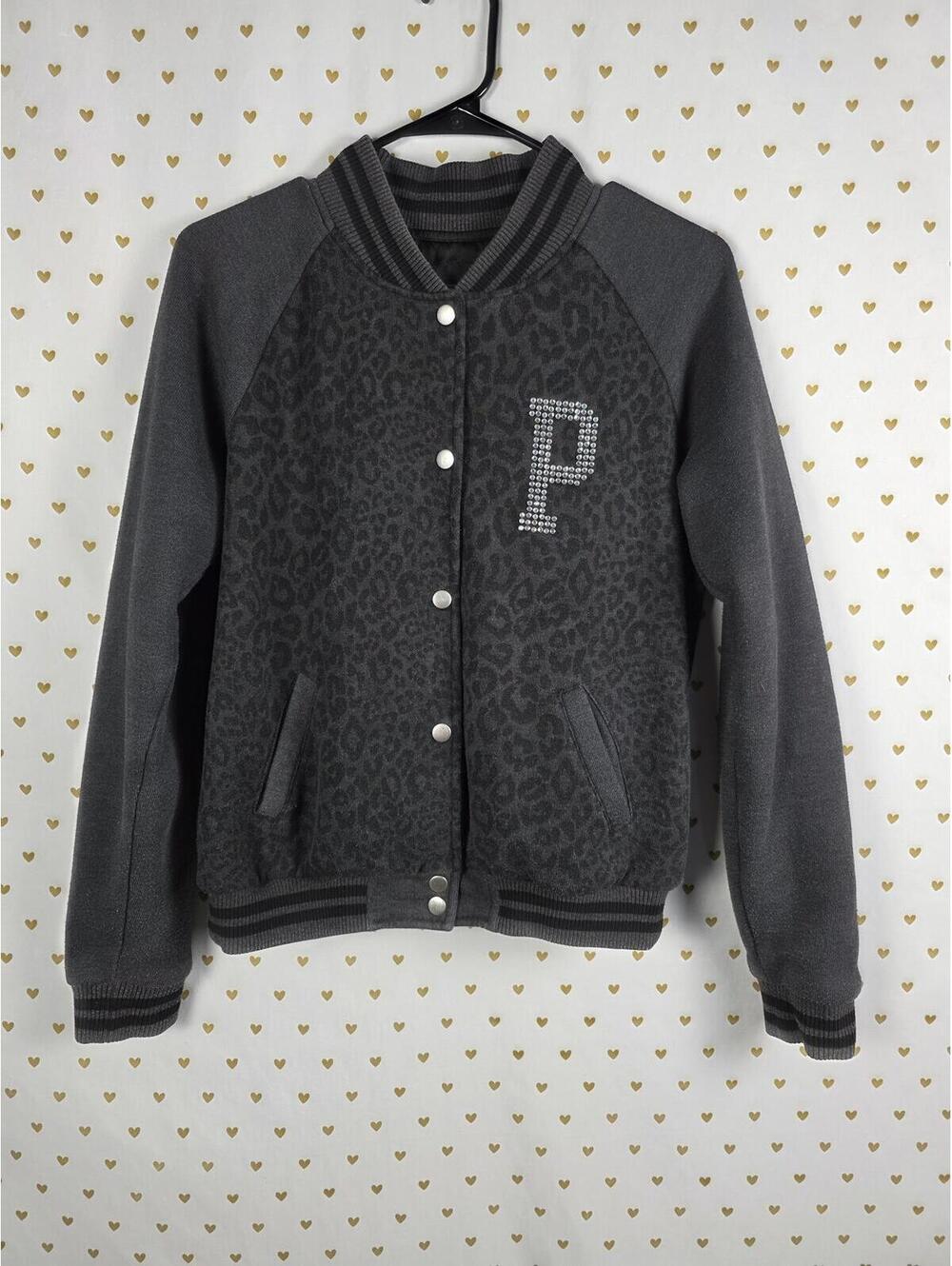 Victorias Secret Pink BLING CHEETAH LEOPARD Logo Varsity Bomber SMALL